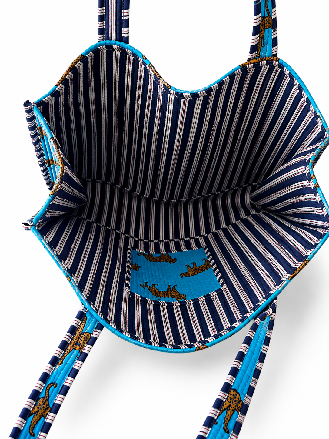 Blue Leopard Quilted Cotton Tote